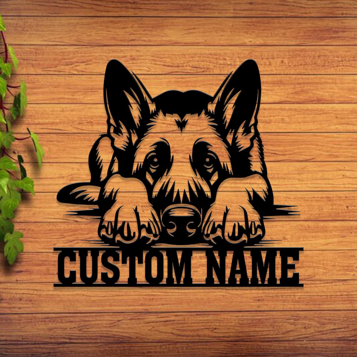 Custom Name German Shepherd Metal Sign with Led Light, German Shepherd Sign, Personalized Dog Sign, Dog Monogram, Dog Mom Gift, Dog Gift