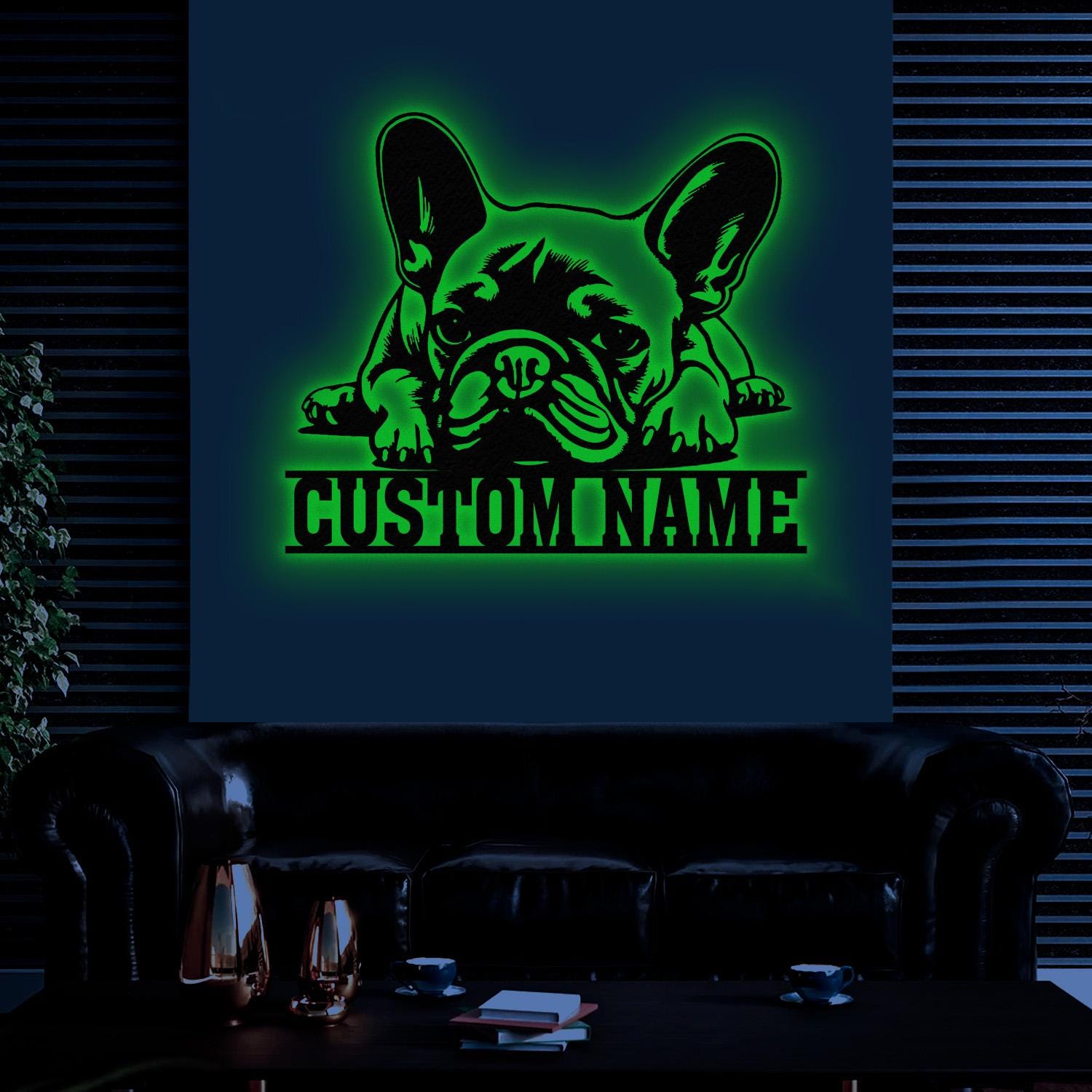 Custom Name French Bulldog Metal Sign with Led Light, French Bulldog Sign, Personalized Dog Sign, Dog Monogram, Dog Mom Gift, Dog Gift