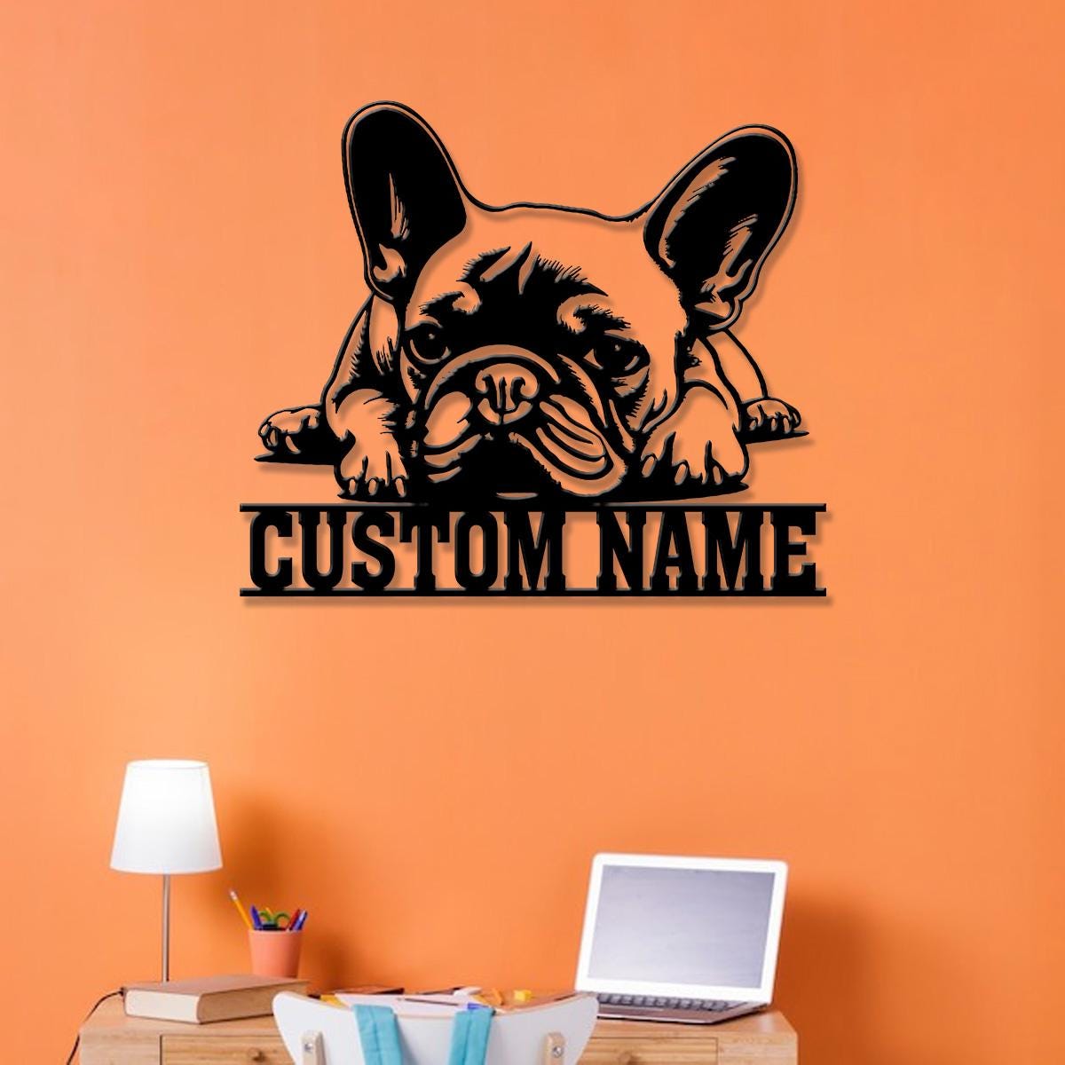 Custom Name French Bulldog Metal Sign with Led Light, French Bulldog Sign, Personalized Dog Sign, Dog Monogram, Dog Mom Gift, Dog Gift