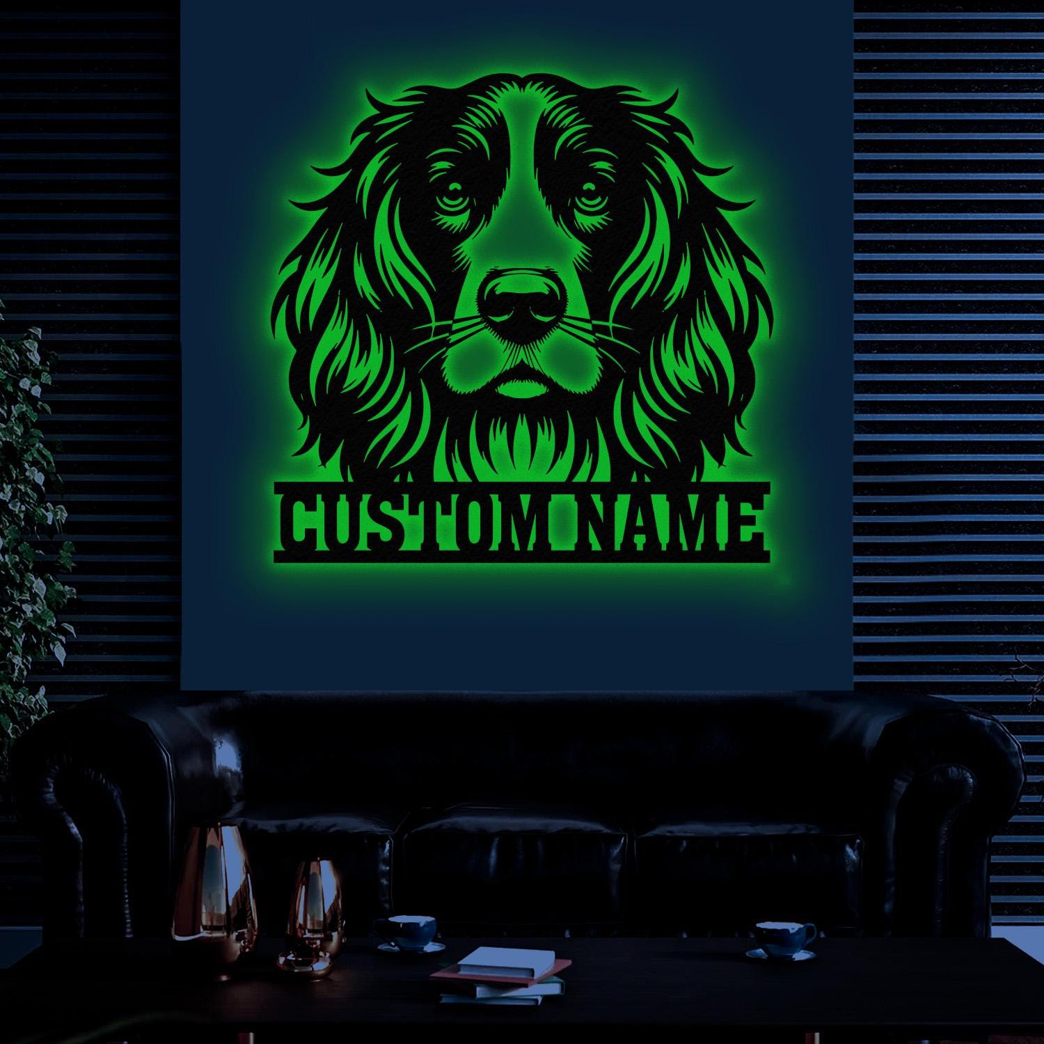 Custom Name Springer Spaniel Metal Sign with Led Light, Springer Spaniel Sign, Personalized Dog Sign, Dog Monogram, Dog Mom Gift, Dog Gift