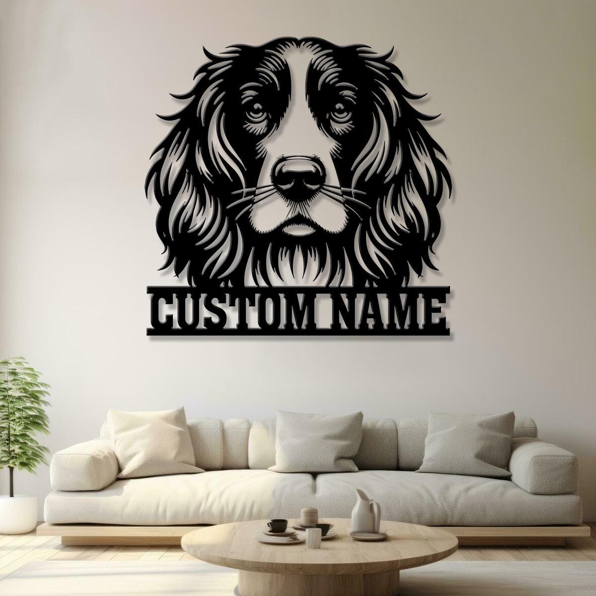 Custom Name Springer Spaniel Metal Sign with Led Light, Springer Spaniel Sign, Personalized Dog Sign, Dog Monogram, Dog Mom Gift, Dog Gift