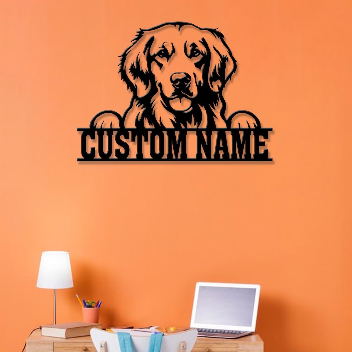 Custom Metal Golden Retriever Sign, Golden Retriever Family Name Gift, Gift For Dog Lover, Dog Monogram Metal Sign, Dog Mom Gifts