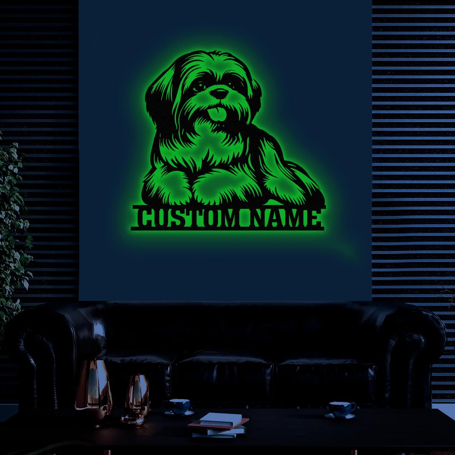 Custom Metal Shih Tzu Sign with Led Light, Shih Tzu Family Name Gift, Gift For Dog Lover, Dog Monogram Metal Sign, Dog Mom Gifts