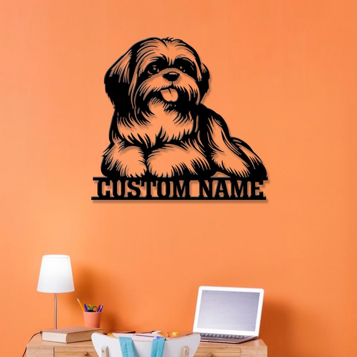 Custom Metal Shih Tzu Sign with Led Light, Shih Tzu Family Name Gift, Gift For Dog Lover, Dog Monogram Metal Sign, Dog Mom Gifts
