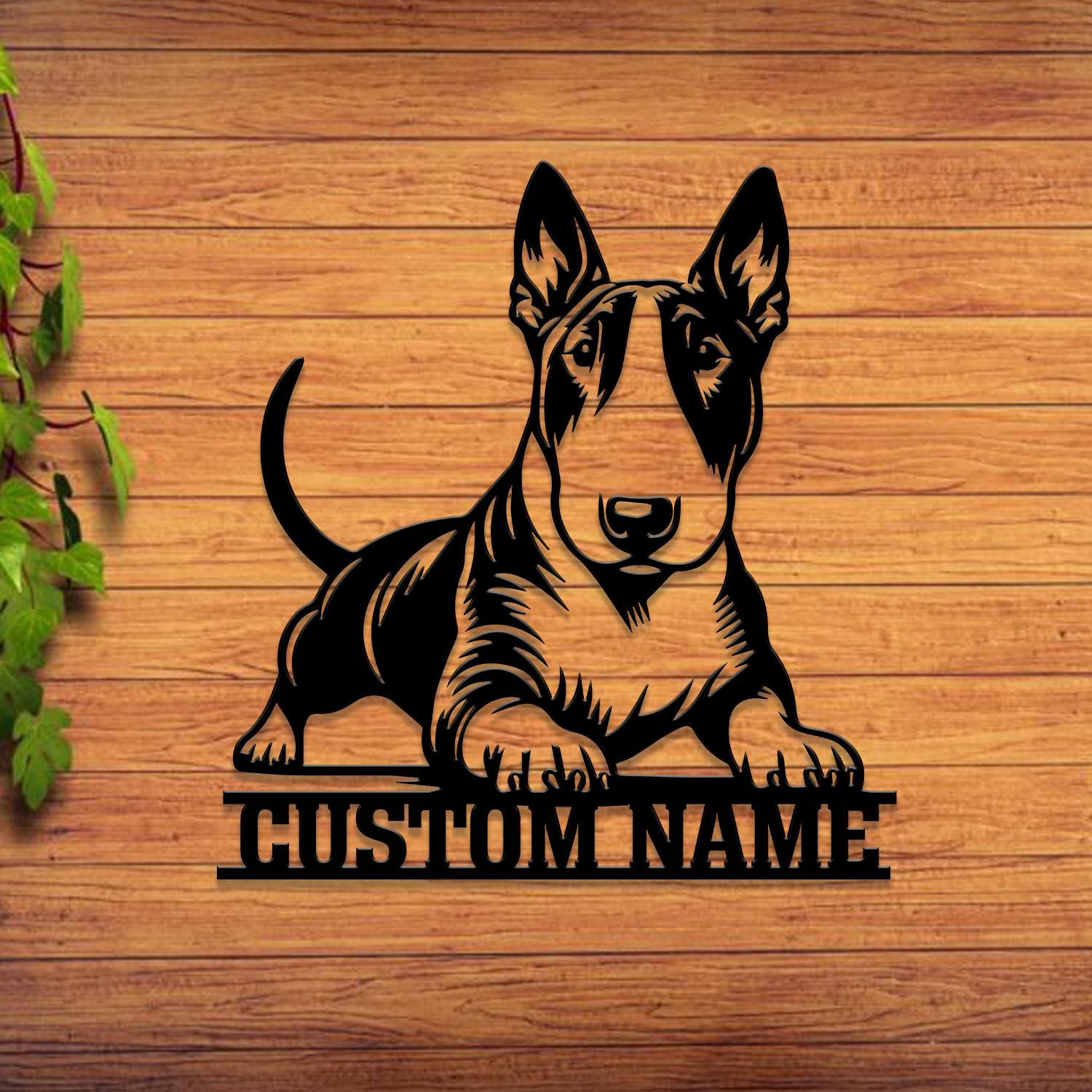 Custom Metal Bull Terrier Sign with Led Light, Bull Terrier Family Name Gift, Gift For Dog Lover, Dog Monogram Metal Sign, Dog Mom Gifts