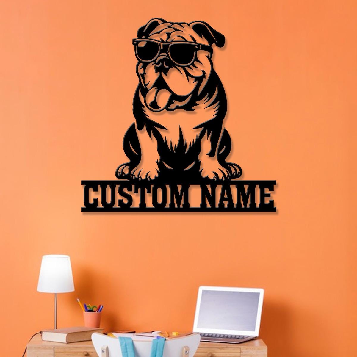 Custom Metal Bulldog Sign, Bulldog Family Name Gift, Gift For Dog Lover, Dog Monogram Metal Sign, Dog Mom Gifts, Bulldog Lovers Gift