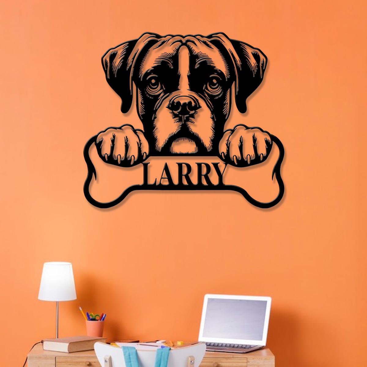 Custom Metal Boxer Sign with Led Light, Boxer Dog Name Gift, Gift For Dog Lover, Dog Monogram Metal Sign, Dog Mom Gift