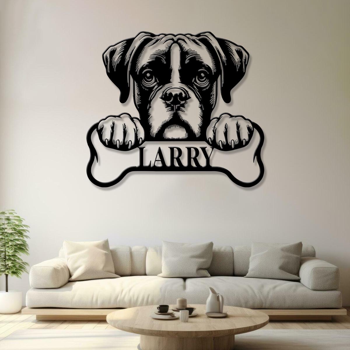 Custom Metal Boxer Sign with Led Light, Boxer Dog Name Gift, Gift For Dog Lover, Dog Monogram Metal Sign, Dog Mom Gift