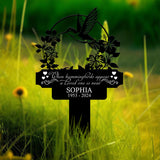 Personalized Hummingbird Memorial Plaque Stake, Hummingbird Name Metal Sign, Garden Stake, Sympathy Gift, Outdoor Grave Marker, Garden Decor