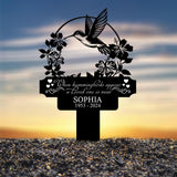 Personalized Hummingbird Memorial Plaque Stake, Hummingbird Name Metal Sign, Garden Stake, Sympathy Gift, Outdoor Grave Marker, Garden Decor