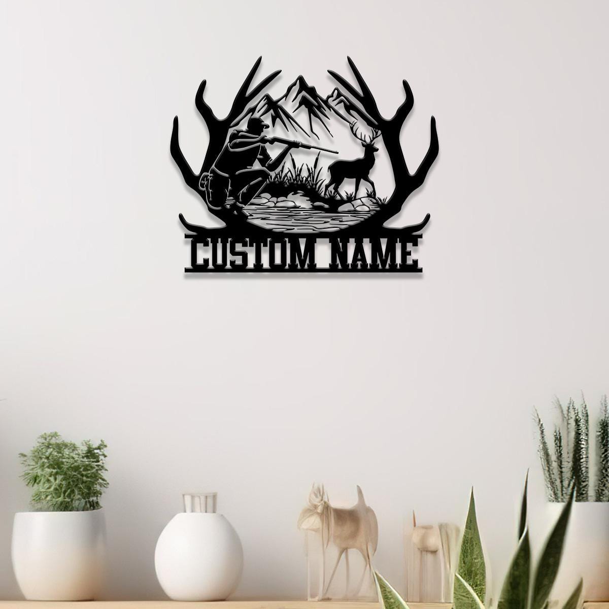 Custom Deer Hunting Metal Sign, Personalized Deer Wall Art, Gift for Hunter, Hunter Name Sign, Deer Wall Art, Men Cave Sign