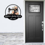 Personalized Sewing Metal Sign, Custom Quilting Sign For Sewing Room Decor, Sewing Machine With Flower Sign, Craft Room Sign, Gift for Mom