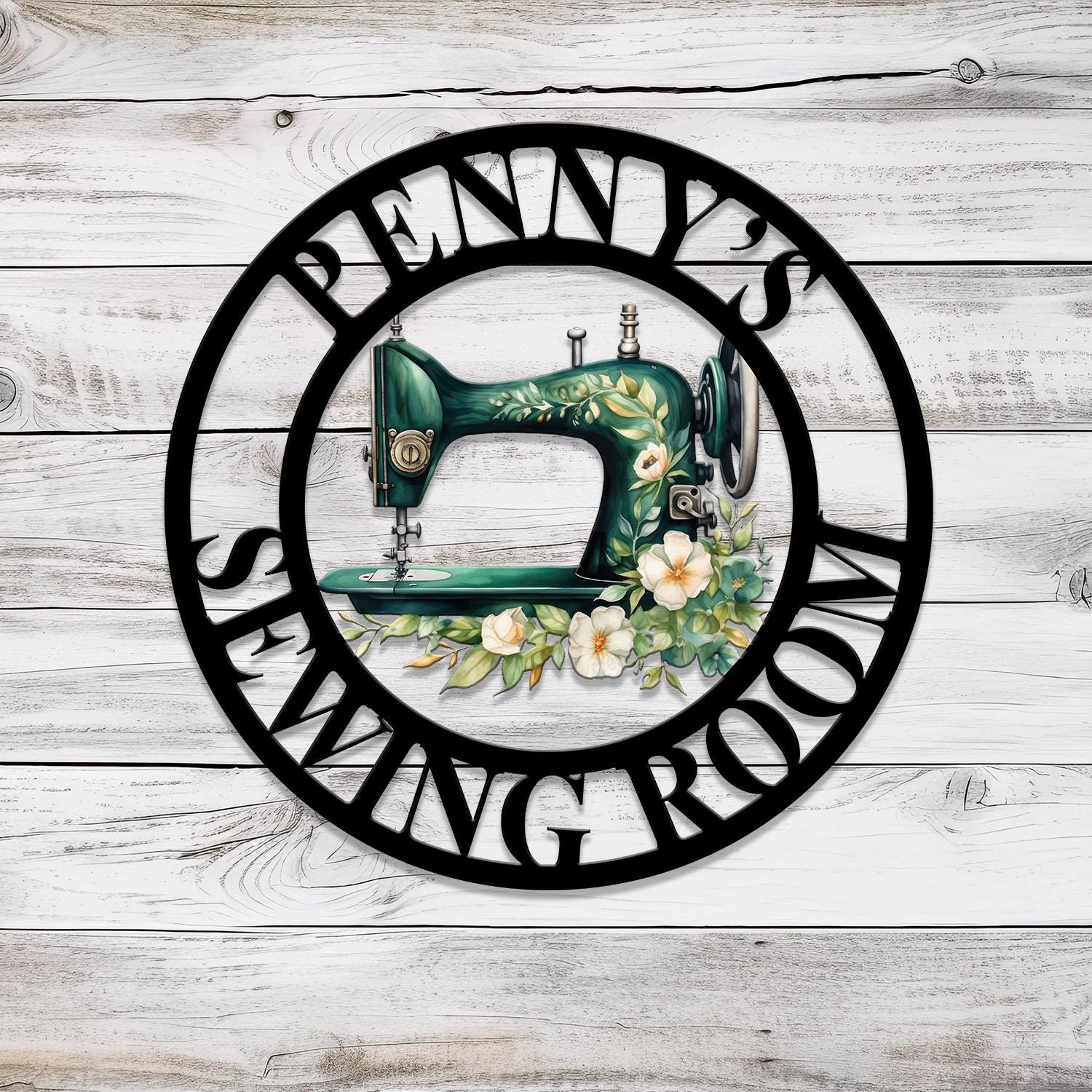 Personalized Sewing Machine With Flower Sign, Custom Quilting Sign For Sewing Room Decor, Sewing Machine Sign, Gift for Mom & Grandma