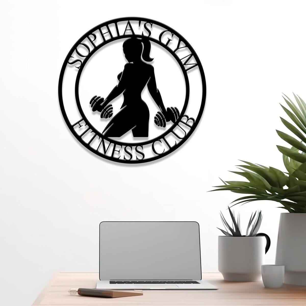 Custom Name Metal Fitness Club Sign with Led Light, Women's Fitness Sign, Metal Gym Sign, Home Gym Art, Signs for Workout Room, Gift for Her