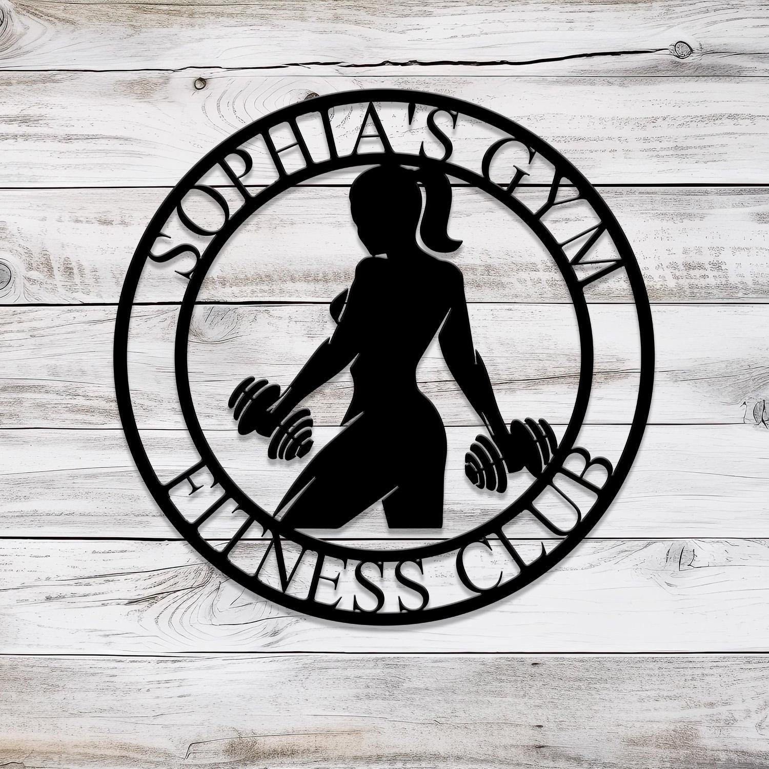 Custom Name Metal Fitness Club Sign with Led Light, Women's Fitness Sign, Metal Gym Sign, Home Gym Art, Signs for Workout Room, Gift for Her