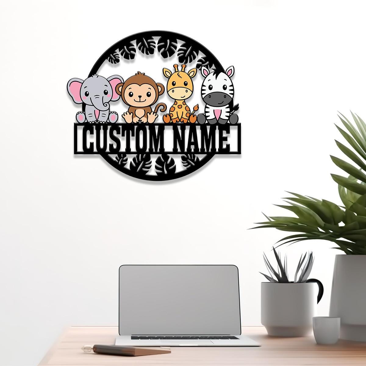 Custom Safari Animals Name Sign, Metal Safari Sign, Metal Wall Art, Safari Nursery Decor, Animal Name Sign, Kid's Nursery Decor