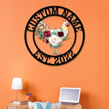 Personalized Floral Chicken Coop Sign with Led Light, Hen House Coop Sign, Farm Metal Sign, Metal Chicken Coop Sign, Custom Chicken Sign