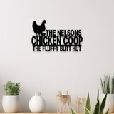 Custom Fluffy Butt Hut Metal Signs, Chicken Coop Sign, Personalized Chicken Farm Sign, Farm Coop Sign, Family Name Chicken Coop Sign
