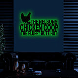 Custom Fluffy Butt Hut Metal Signs, Chicken Coop Sign, Personalized Chicken Farm Sign, Farm Coop Sign, Family Name Chicken Coop Sign