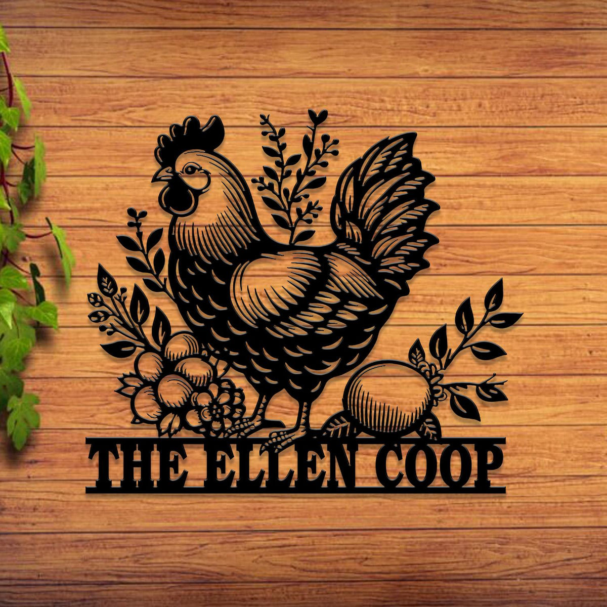 Personalized Floral Chicken Farm Sign With Lights, Hen House Decor, Outdoor Decor, Farmer Gift, Chicken Lover Gift, Hen Coop Sign