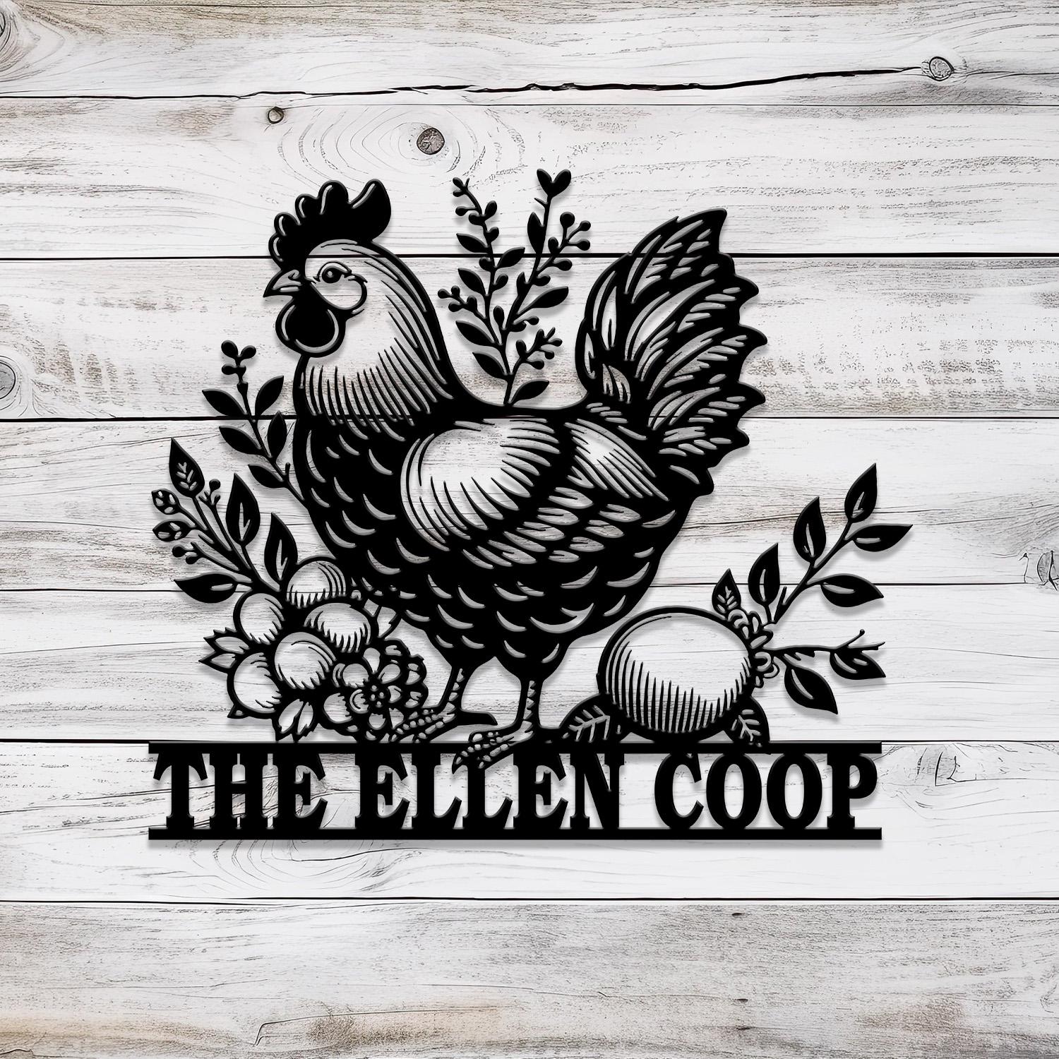 Personalized Floral Chicken Farm Sign With Lights, Hen House Decor, Outdoor Decor, Farmer Gift, Chicken Lover Gift, Hen Coop Sign