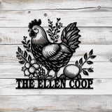 Personalized Floral Chicken Farm Sign With Lights, Hen House Decor, Outdoor Decor, Farmer Gift, Chicken Lover Gift, Hen Coop Sign
