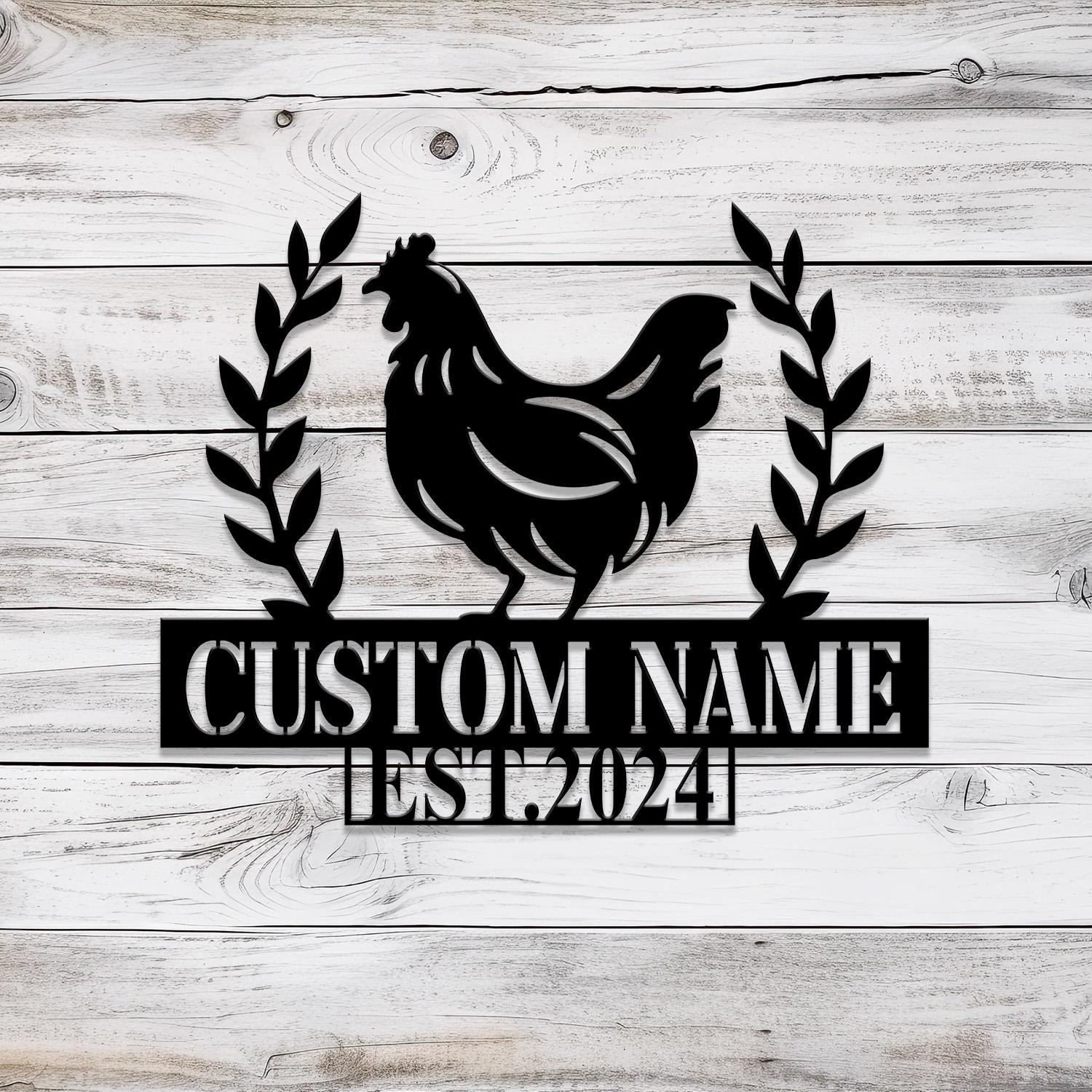 Personalized Chicken Coop Sign, Chicken coop Wall Art, Custom Chicken Metal Sign, Farm House Decor, Hen house Sign, Farm Decor, Barn Decor