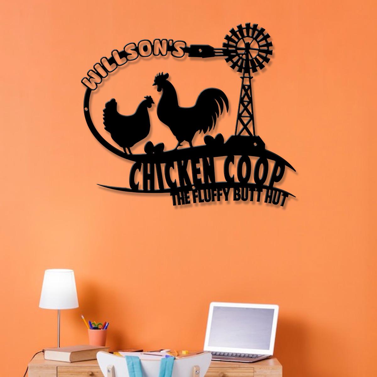 Custom Fluffy Butt Hut Metal Signs, Chicken Coop Sign, Personalized Chicken Farm Sign, Farm Coop Sign, Family Name Chicken Coop Sign