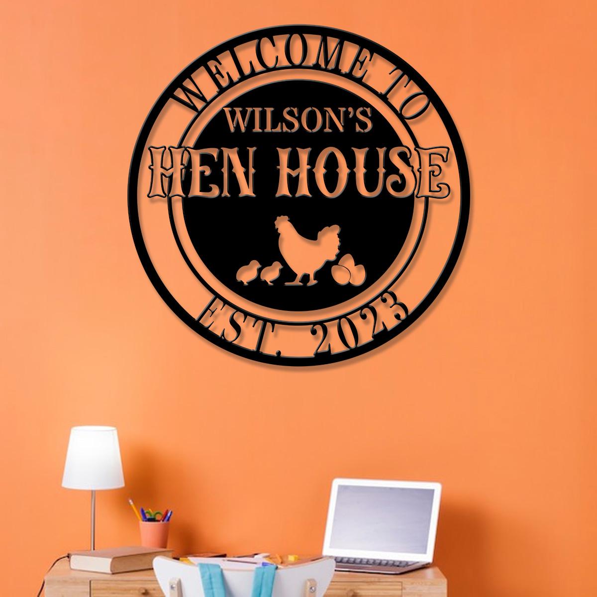 Personalized Hen House Sign with Led Light, Chicken Coop Sign, Farm Metal Sign, Metal Farm Coop Sign, Custom Chicken Coop Sign, Farm Decor