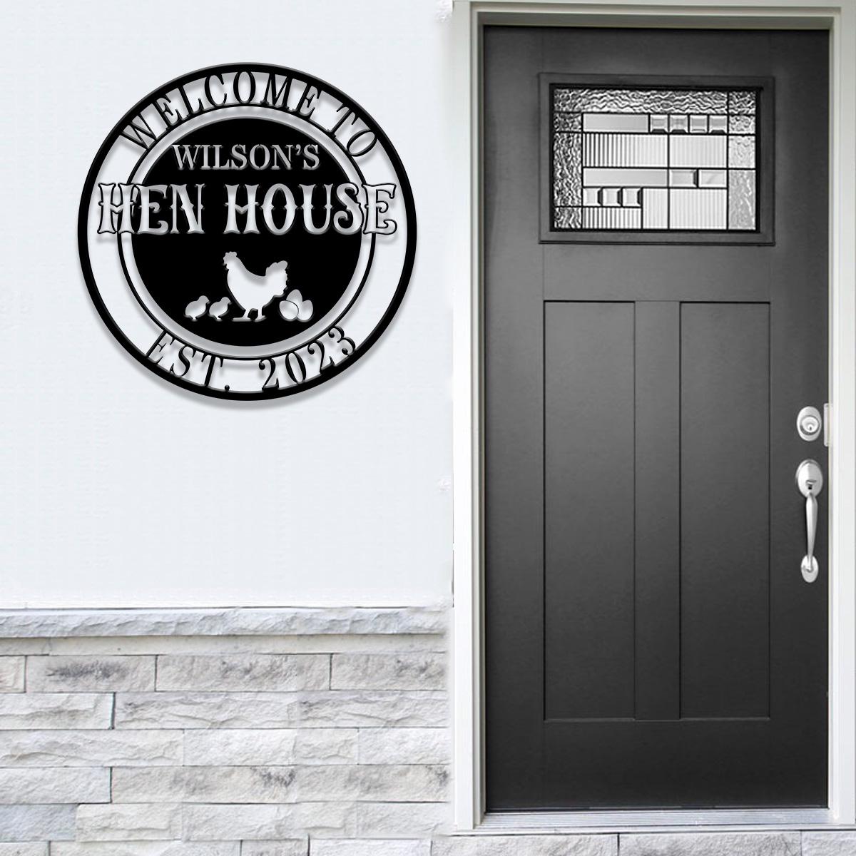 Personalized Hen House Sign with Led Light, Chicken Coop Sign, Farm Metal Sign, Metal Farm Coop Sign, Custom Chicken Coop Sign, Farm Decor
