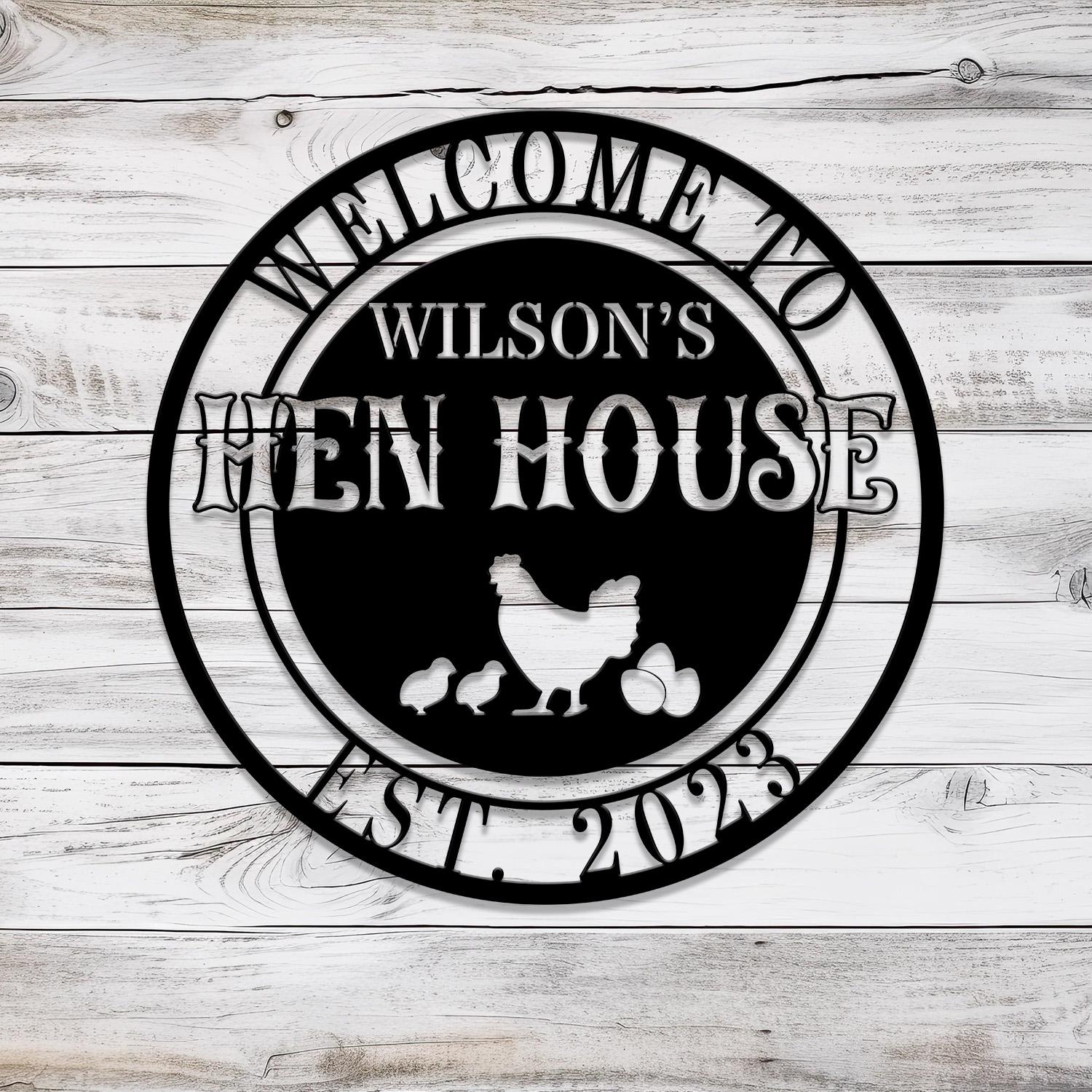 Personalized Hen House Sign with Led Light, Chicken Coop Sign, Farm Metal Sign, Metal Farm Coop Sign, Custom Chicken Coop Sign, Farm Decor