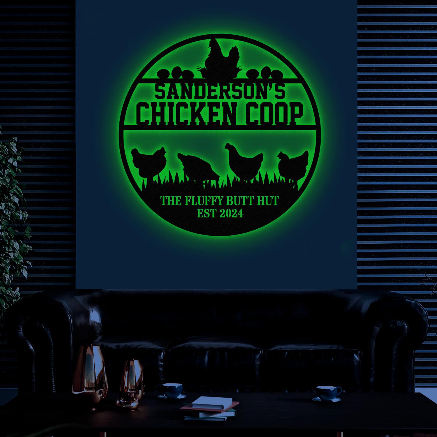 Custom Fluffy Butt Hut Metal Signs, Chicken Coop Sign, Personalized Chicken Farm Sign, Farm Coop Sign, Family Name Chicken Coop Sign