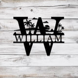 Personalized Beach View Metal Letter and Name Sign, Wall Monogram Sign, Outdoor Metal Sign, Beach House Sign, housewarming gifts