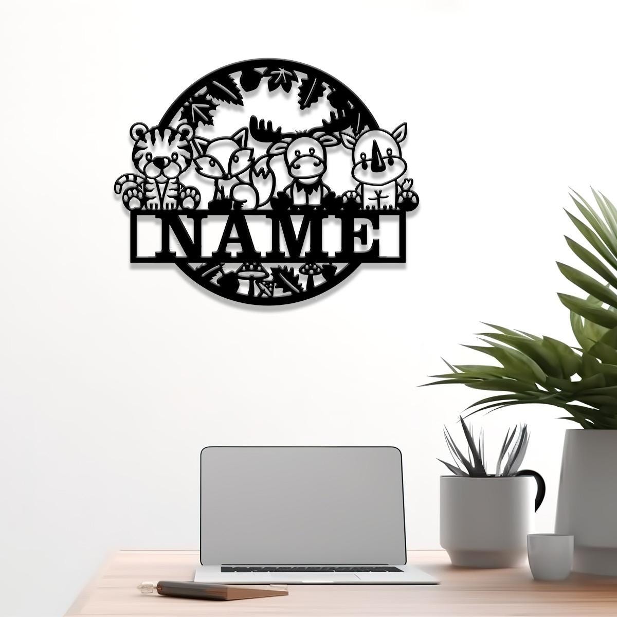 Custom Safari Animals Name Sign, Metal Safari Sign, Metal Wall Art, Safari Nursery Decor, Animal Name Sign, Kid's Nursery Decor