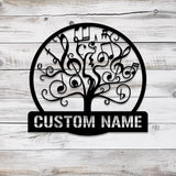 Custom Music Tree Metal Sign, Musical Notes Wall Art, Personalized Music Lover Name Sign, Music Notes Wall Decor, Musician Gift