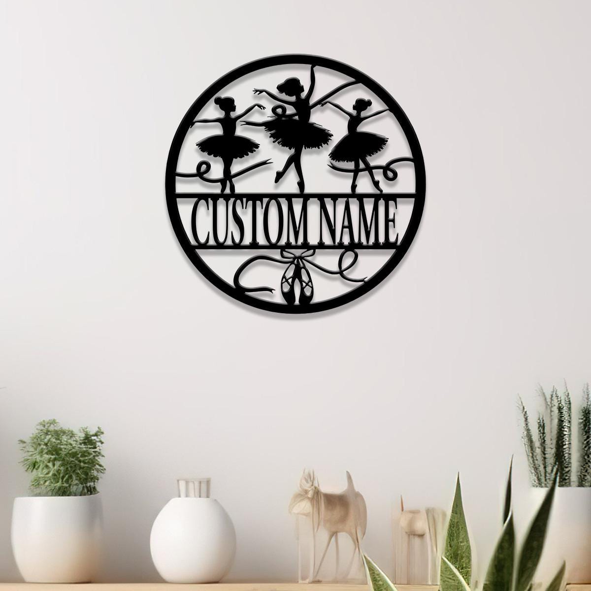 Custom Ballerina Shoes Metal Wall Art With LED Light, Personalized Ballet Lover Name Sign, Nursery Decor, Girls Room Decor, Christmas Birthday Gift