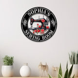 Personalized Name Sewing Machine Metal Sign, Custom Quilting Sign For Sewing Room Decor, Sewing Machine Sign, Gift for Mom & Grandma
