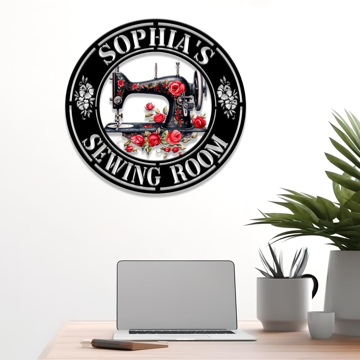 Personalized Name Sewing Machine Metal Sign, Custom Quilting Sign For Sewing Room Decor, Sewing Machine Sign, Gift for Mom & Grandma