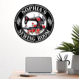 Personalized Name Sewing Machine Metal Sign, Custom Quilting Sign For Sewing Room Decor, Sewing Machine Sign, Gift for Mom & Grandma