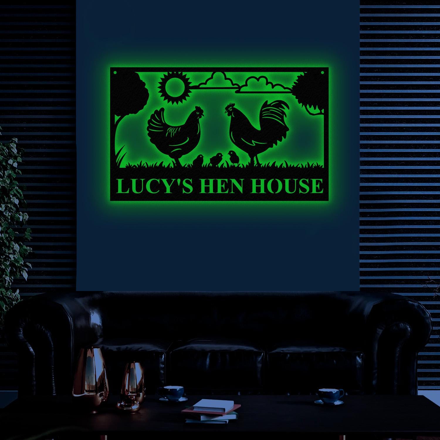 Personalized Hen House Sign with Led Light, Chicken Coop Sign, Farm Metal Sign, Metal Farm Coop Sign, Custom Chicken Coop Sign, Farm Decor