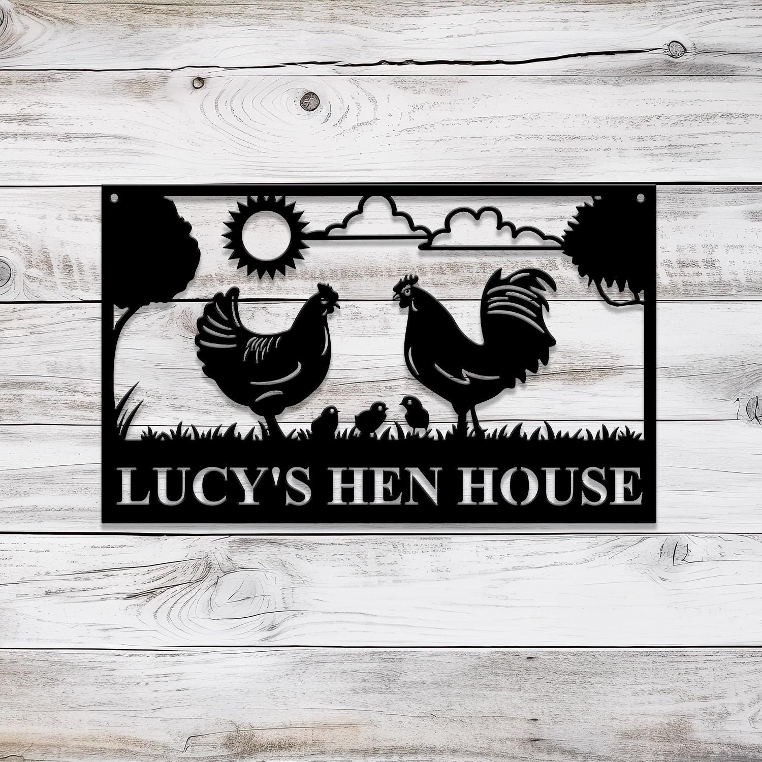 Personalized Hen House Sign with Led Light, Chicken Coop Sign, Farm Metal Sign, Metal Farm Coop Sign, Custom Chicken Coop Sign, Farm Decor