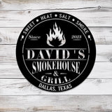 Custom Smoke House Metal Wall Art LED Light, Personalized Backyard BBQ Name Sign, Home Decor, Barbecue Decoration, Outdoor BQQ Signs