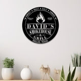 Custom Smoke House Metal Wall Art LED Light, Personalized Backyard BBQ Name Sign, Home Decor, Barbecue Decoration, Outdoor BQQ Signs