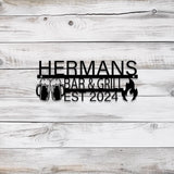 Custom Backyard Sign LED Light, Personalized Bar & Grill Sign, Bar Signs, BBQ Signs, Outdoor Kitchen Metal Signs, Barbecue Wall Art Decor