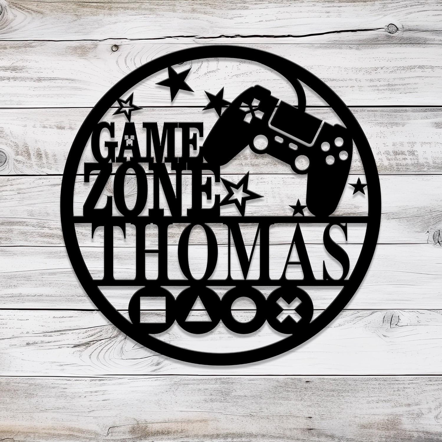 Custom Metal Gaming Zone Sign with Led Light, Game Controller Metal Wall Art, Game Room Decor, Gamer Name Sign, Gaming Gift, Video Game Art