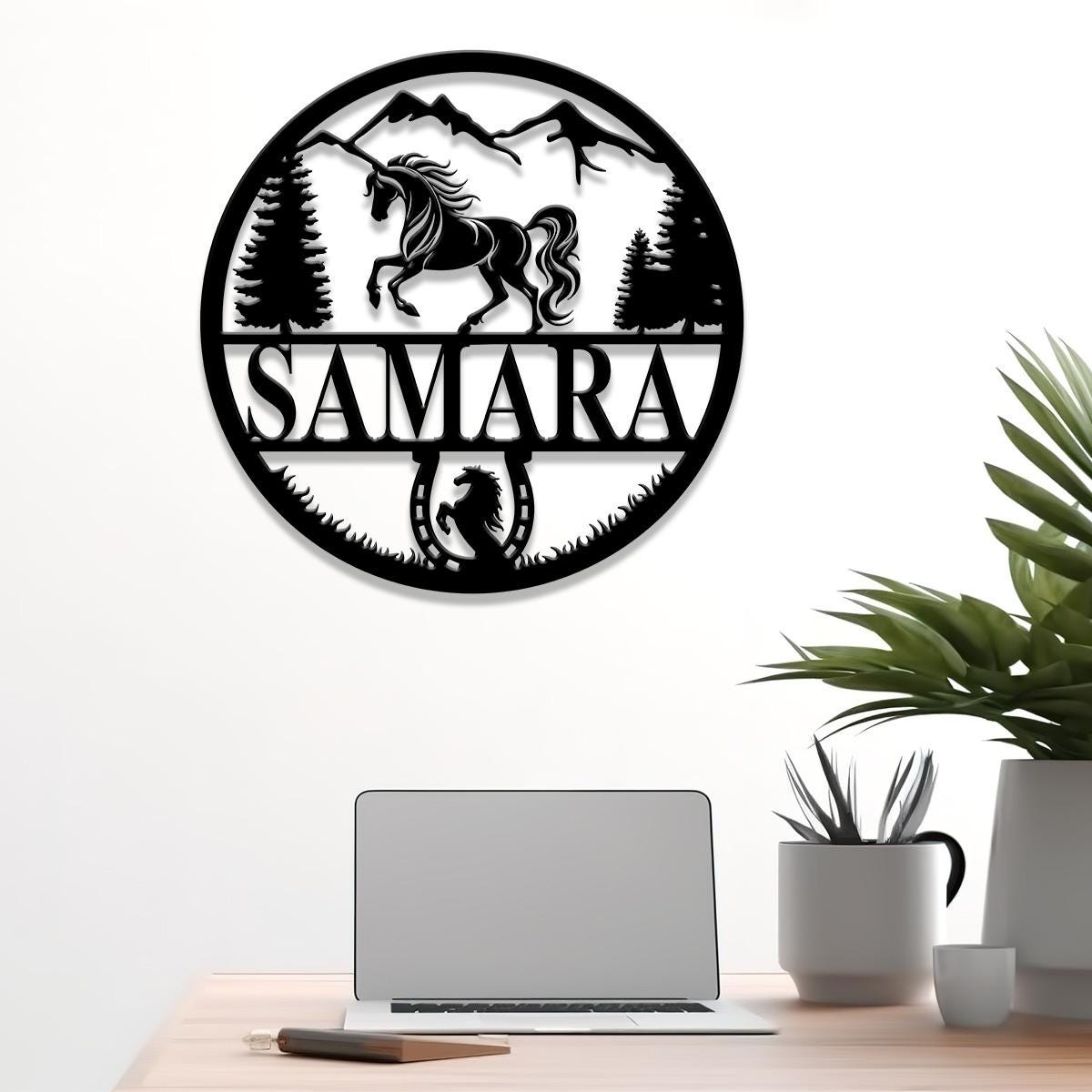 Custom Metal Horseshoe Name Sign with Led Light, Nursery Name Sign, Personalized Horse Name Sign for Farm, Horse Name Sign, Farm Sign