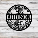 Custom Mermaid Name Sign with Led Light, Personalized Metal Mermaid Wall Decor, Beach House Decor, Kids Room Nursery Decor, Nautical Decor