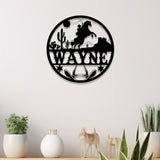 Custom Cowboy Riding Horse Name Sign with Led Light, Personalized Metal Western Crib Wall Decor, Baby Shower Boy Girl Birthday Gift
