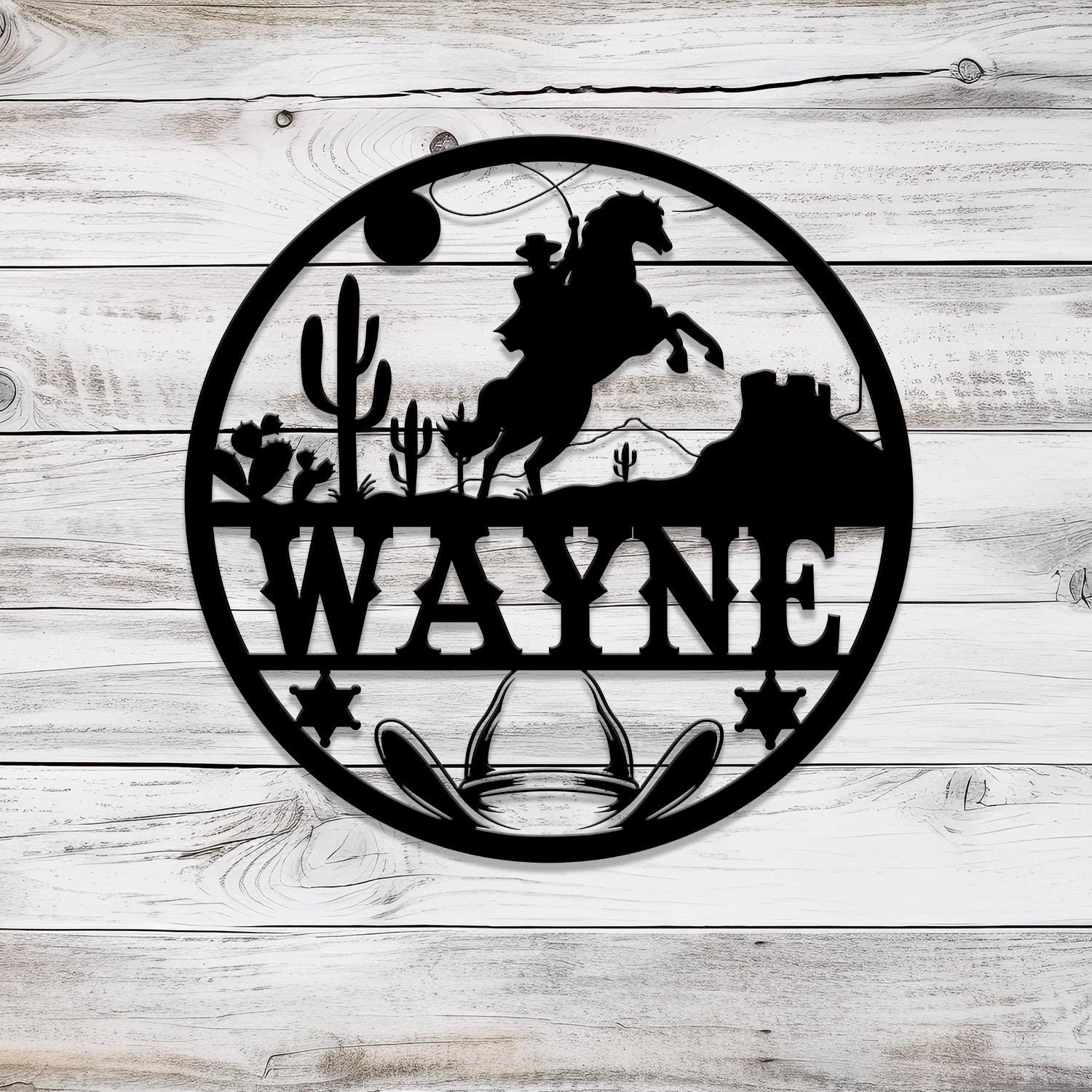 Custom Cowboy Riding Horse Name Sign with Led Light, Personalized Metal Western Crib Wall Decor, Baby Shower Boy Girl Birthday Gift
