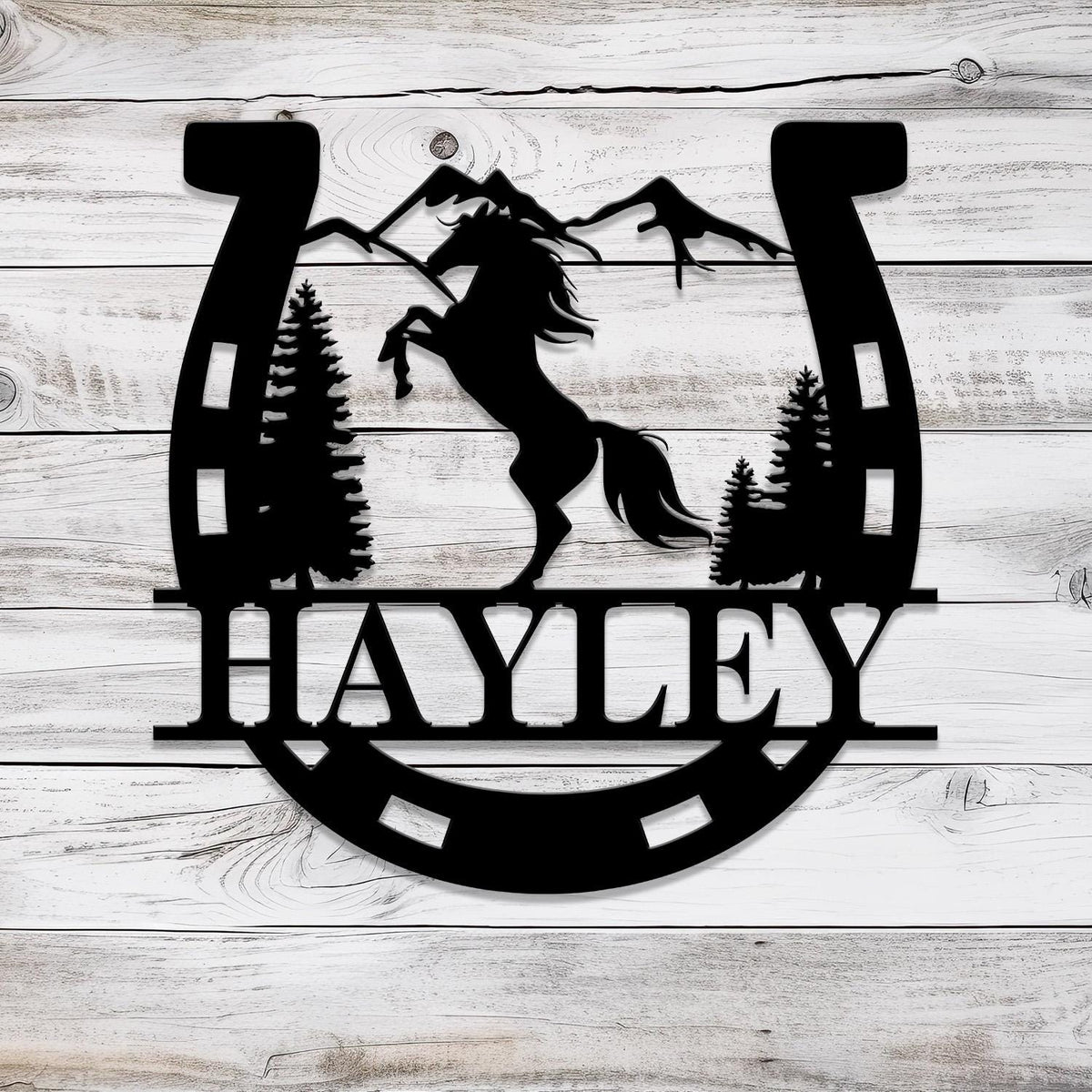 Custom Metal Horseshoe Name Sign with Led Light, Nursery Name Sign, Personalized Horse Name Sign for Farm, Horse Name Sign, Farm Sign